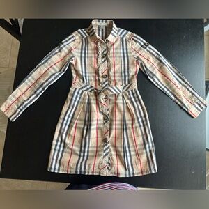 Burberry Plaid Long Sleeve Tie Front Shirt Dress